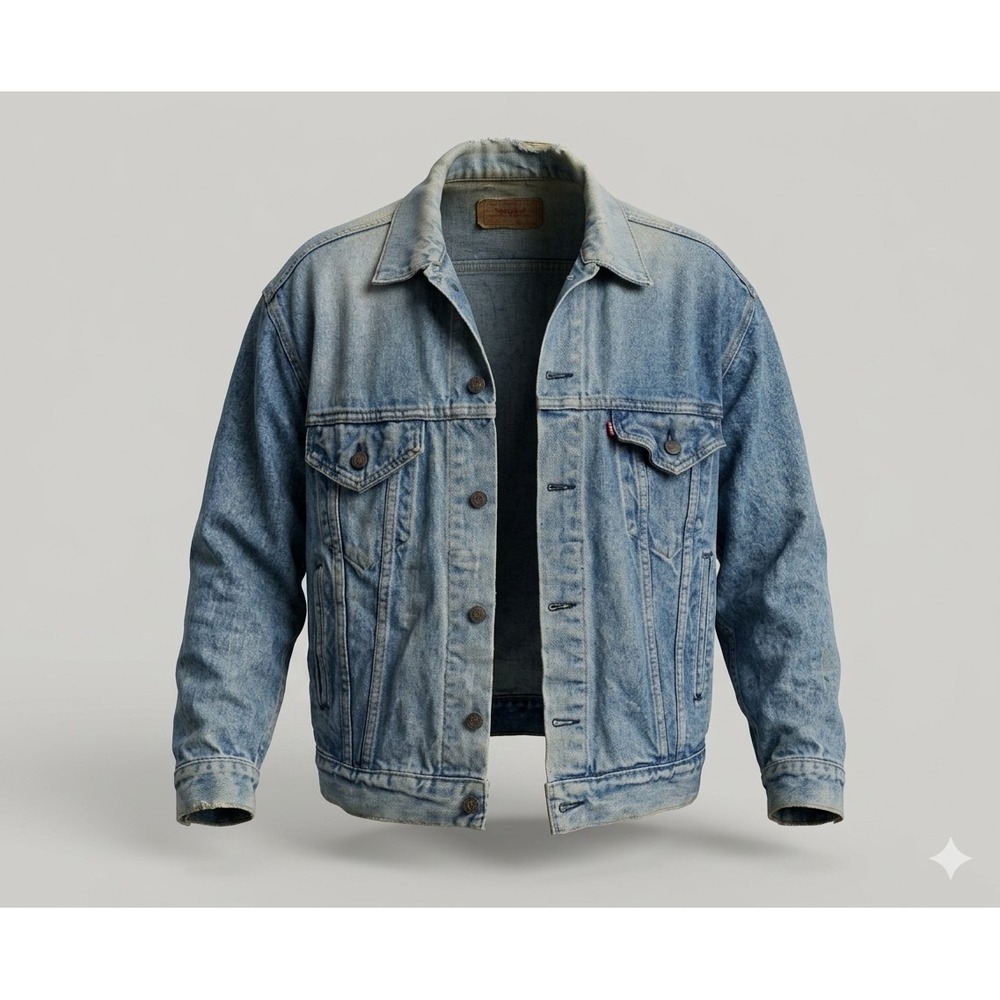 Levi's 70507 Vintage Blue Demin Men's Distressed Jean Jacket. Size L